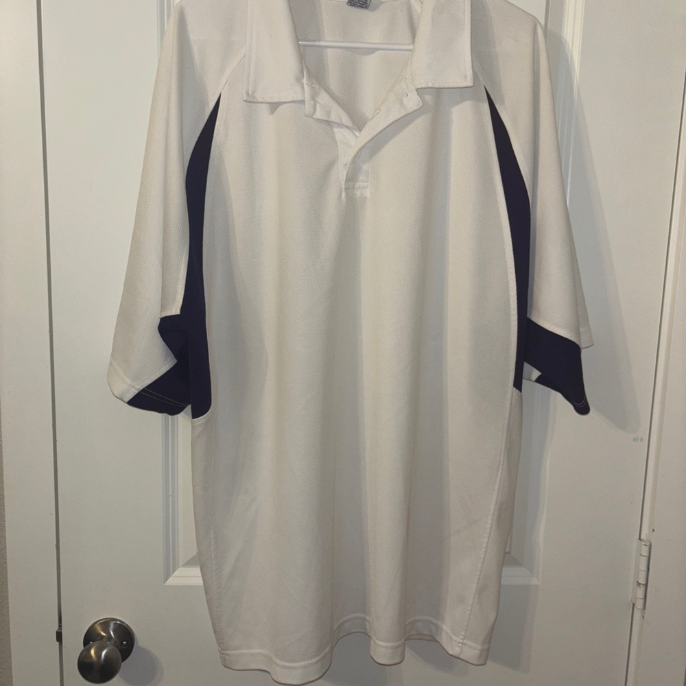 Men's White and Purple Polo Shirt